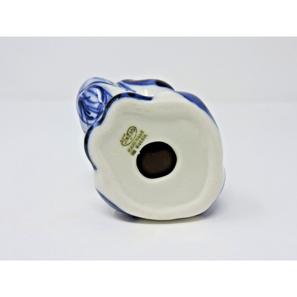 Rabbit Bunny Carrot Gzhel Porcelain Figurine Handmade Russia Cobalt White 4.5in - Picture 14 of 15